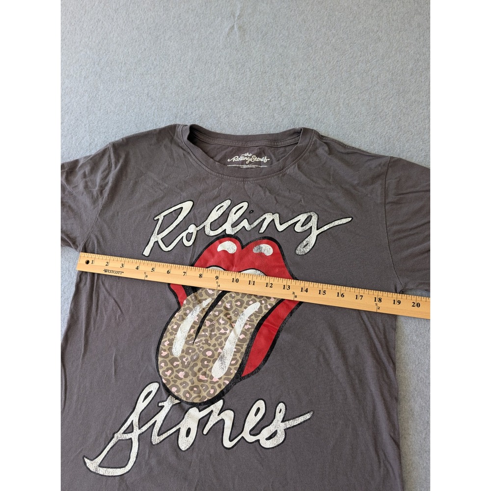 Rolling Stones Leopard Tongue Graphic T-Shirt Gray Large Rock Band Tee - Picture 4 of 5